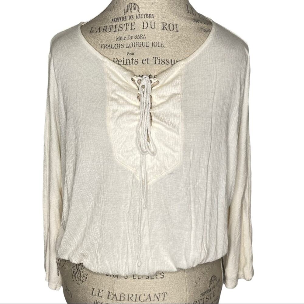 Ella moss White Slit Sleeve Cold Shoulder Peasant Top Blouse Women’s Size XS